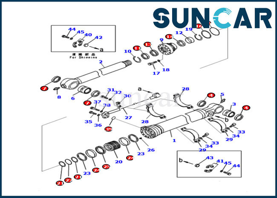 PC210LC-11 PC228US-11 modela o reparo Kit Excavator Oil Seal Kits do selo do cilindro do braço de KOMATSU 721-99-47131