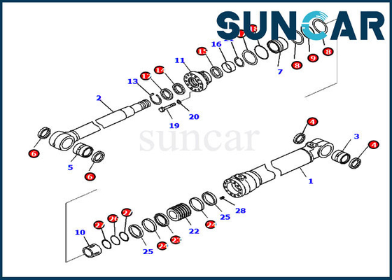 Jogo 721-99-48740 do selo do cilindro serviço Kit Fits Komatsu PC210-11 PC210-11E0 de 7219948740 crescimentos