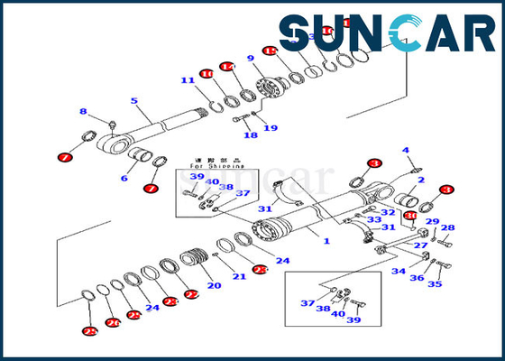 707-99-66350 o crescimento ajusta o jogo do serviço de KOMATSU PC210NLC-8K PC230NHD-8K do jogo 7079966350 do selo do cilindro
