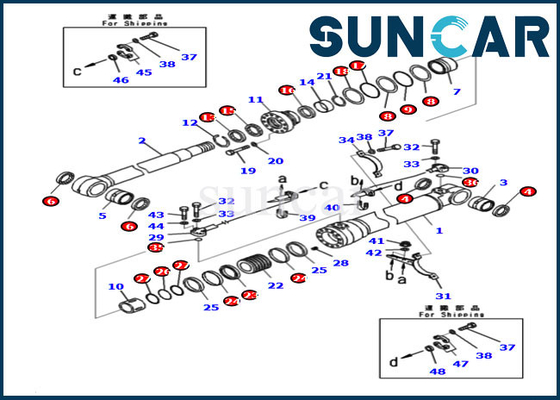 Serviço Kit Excavator Seal Kit do cilindro do crescimento de PC210LC-11 HB215LC-3 721-98-00860 KOMATSU