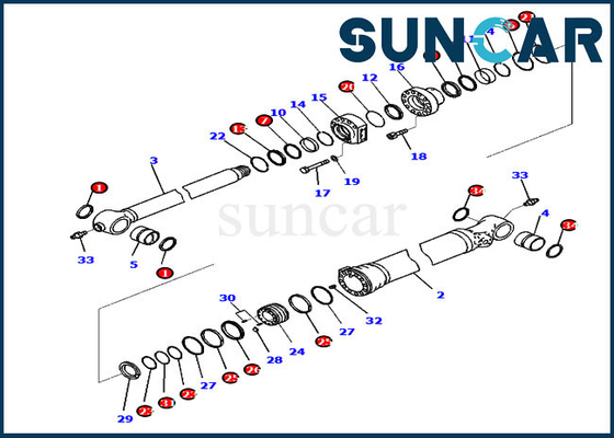 Cilindro da cubeta do jogo 721-98-00180 do selo de KOMATSU que sela a máquina escavadora de Kit Fits PC210LCI-10 PC210LCI-11