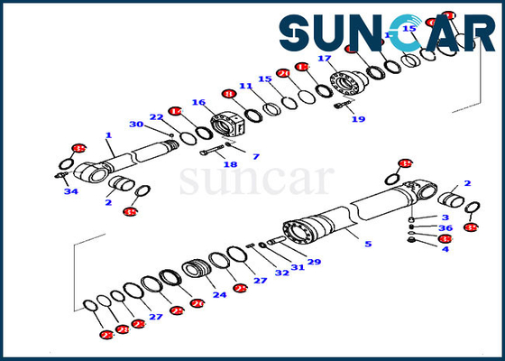 Selo Kit Hydraulic Service Kit Parts do cilindro do braço de PC210LCI-11 D375AI-8E0 721-98-02330 KOMATSU