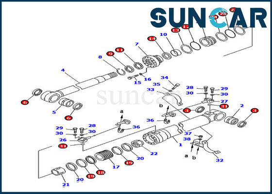 O selo Kit Hydraulic Cylinder do crescimento 707-99-58260 cabe o equipamento pesado PC220-6 PC250LC-6L de KOMATSU
