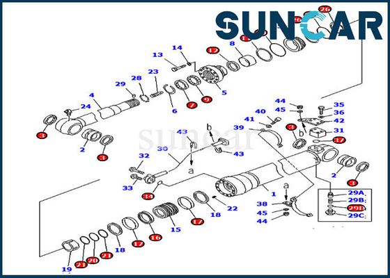 Jogo de reparação 707-99-58300 do selo de PC220LC-6 KOMATSU 7079958300 cilindro furado do braço dos ajustes 100MM Rod 140MM