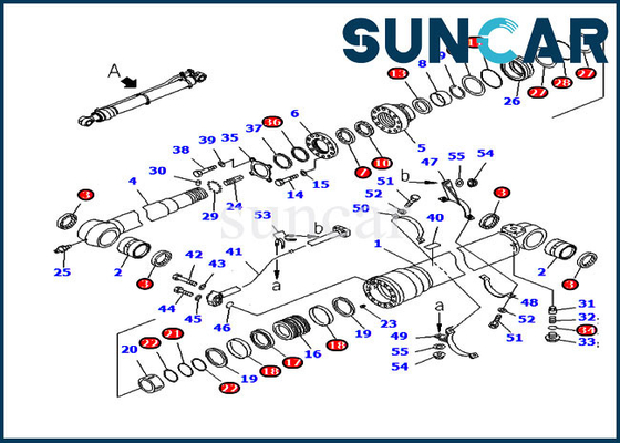 Versão ultramarina KOMATSU de Kit For PC220-7 do selo do reparo do braço de Service Kit 707-99-59381 da máquina escavadora