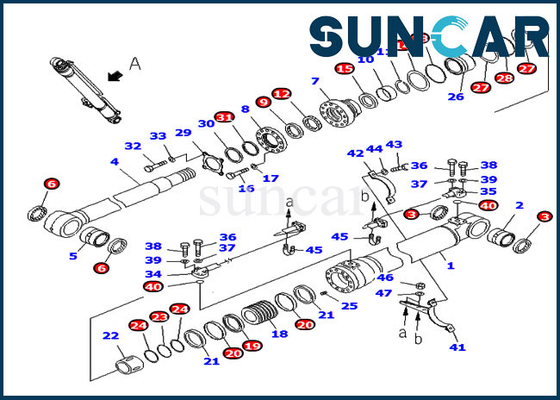 707-98-47841 7079847841 peças de substituição de Kit Hydraulic Cylinder Fits Komatsu PC220-7 do selo do crescimento