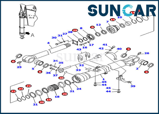 707-99-47851 jogo do selo da substituição do OEM do jogo do serviço do cilindro da cubeta de PC220-7 PC220LC-7 KOMATSU