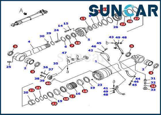 Jogo 707-98-58240 7079858240 do selo do cilindro do braço de KOMATSU para a máquina escavadora Sealing Parts de PC220LC-8 PC240LC-8K