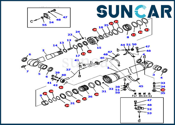 Máquina escavadora Service Kit do jogo 7079959430 do selo do cilindro do braço de PC220-8M0 PC240LC-10 707-99-59430 KOMATSU
