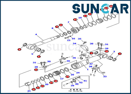 707-00-50620 serviço Kit Boom Cylinder Seal Kit para a máquina escavadora PC220LC-7L PC240LC-7K de KOMATSU