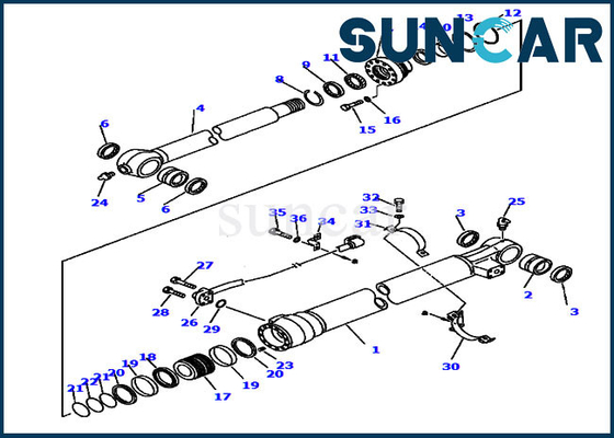 707-98-47670 cubeta do cilindro hidráulico de Kit Fits PC220LC-6LE PC250LC-6LE KOMATSU do reparo do selo