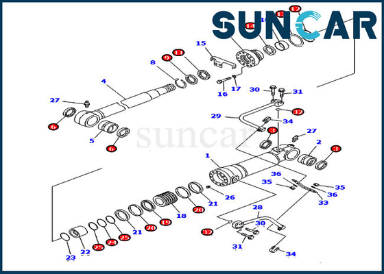 Cilindro de lâmina de KOMATSU 707-99-58390 que sela a máquina escavadora ultramarina da versão de Kit Fits PC228US-3 PC228USLC-3