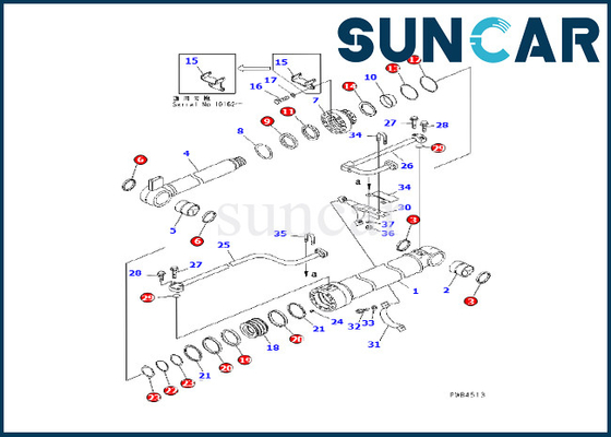 KOMATSU 707-98-46220 ajustes do jogo da selagem do cilindro do crescimento para a máquina escavadora de PC228USLC-1 PC228USLC-2