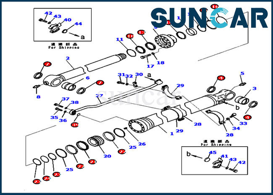 Máquina escavadora Cylinder Sealing Kit do jogo 7219800440 do selo da cubeta de PC290LC-11 PC290LL-11 721-98-00440 KOMATSU