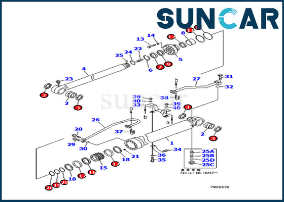 707-99-57280 7079957280 Conjunto de vedação de reparação de cilindros de braço para escavadeira Komatsu PC228UU-1