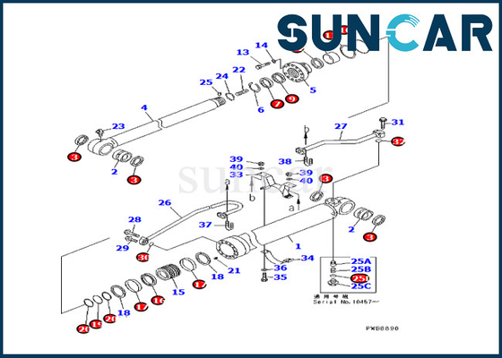 Reparo Kit Hydraulic Cylinder de Arm Seal Kit 707-99-57260 PC228UU-1 KOMATSU da máquina escavadora
