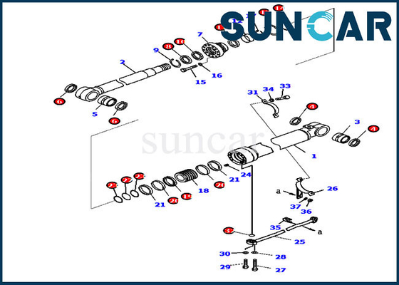Máquina escavadora de Kit For PC228US-8 PC228USLC-8 do reparo do cilindro hidráulico do crescimento do jogo 707-99-46470 do selo de KOMATSU