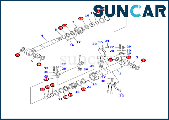 707-98-46300 selagem Desgaste-resistente Kit Fits PC228USLC-3E0 PC228US-3E0 KOMATSU do jogo do selo do cilindro do crescimento