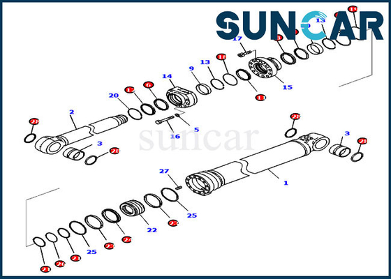Modelo Equipment de Kit Fits Komatsu PC290LCI-11 do serviço do cilindro 721-98-04320 do jogo 7219804320 do selo do crescimento
