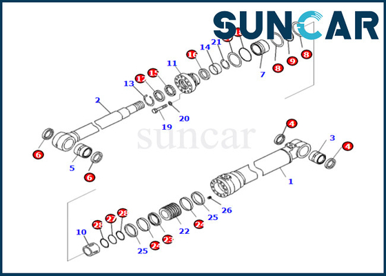 707-99-50580 reparo Kit Komatsu Fits PC240LC-10 PC240LL-10 PC240NLC-11 do cilindro de 7079950580 crescimentos