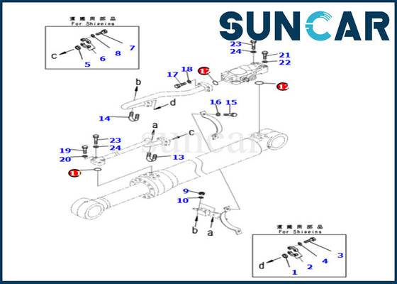 721-98-00290 7219800290 jogos do serviço do cilindro do crescimento de KOMATSU para PC240LC-11 PC240NLC-11 PC240LC-11E0 PC240NLC-11E0
