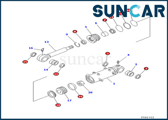 Cilindro de lâmina 7079824570 de KOMATSU 707-98-24570 que sela Kit Fits PC25-1 PC25R-1 PC30-7