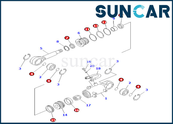 KOMATSU 707-98-24610 selo Kit Fits PC25-1 PC25R-1 PC30R-7 do cilindro do elevador de 7079824610 lâminas