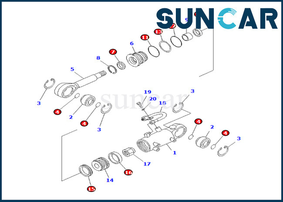 Jogo 707-98-12670 7079812670 do selo do cilindro do elevador da lâmina de KOMATSU para PC25R-8 PC27R-8 PC27R-8