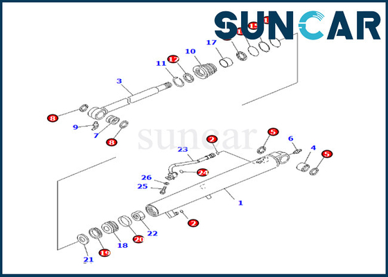 Jogo 707-98-13990 do selo do cilindro da cubeta 7079813990 ajustes PC27MR-3 PC27MR-2 PC26MR-3 de KOMATSU