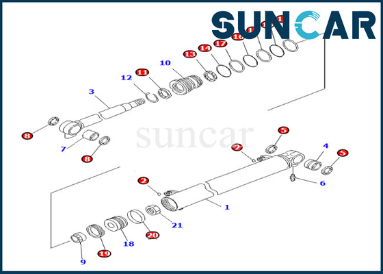 Selo Kit Komatsu do cilindro do crescimento 707-98-23890 substituição Kit For PC27MR-3 PC27MR-2 do cilindro de 7079823890 crescimentos