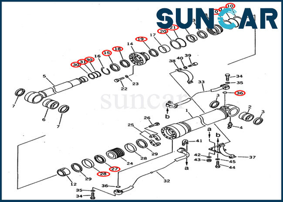 707-99-58210 jogos do selo do serviço do cilindro do crescimento para a máquina escavadora ultramarina de KOMATSU da versão de PC300-5 PC300LC-5