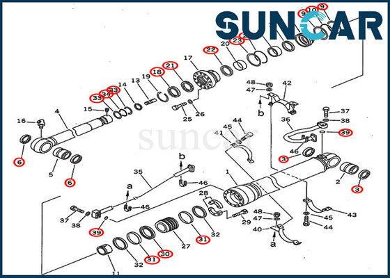 Equipamento pesado de KOMATSU PC300-5 PC310-5 dos ajustes do jogo de reparação 7079967110 do cilindro do jogo 707-99-67110 do selo do óleo do braço