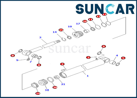 707-98-22890 serviço Kit Komatsu Fits PC27MR-3 PC27MR-2 do cilindro do balanço de 7079822890 crescimentos