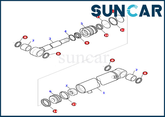 Selo Kit Komatsu 878000521 do cilindro do balanço do crescimento para o cilindro do balanço do crescimento PC27R-8 que sela Kit Oil And Wear Resistance
