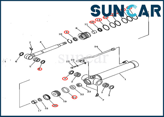 Jogo 7079822150 707-98-22150 KOMATSU da substituição do selo do cilindro do braço para PC28UD-2 PC28UG-2 PC28UU-2