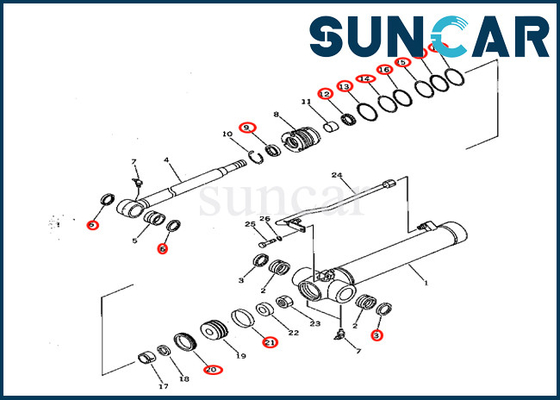 selo Kit Komatsu Fits PC28UD-2 PC28UG-2 PC28UU-2 do reparo do cilindro do braço 7079822080 707-98-22080