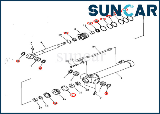 KOMATSU 707-98-22170 7079822170 para o jogo do serviço do cilindro do braço de PC28UD-2 PC28UG-2 PC28UU-2