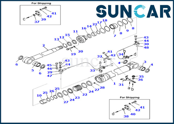 Jogo 707-99-59070 do serviço do cilindro do crescimento de KOMATSU 7079959070 jogo do selo do cilindro do crescimento dos ajustes PC290LC-10