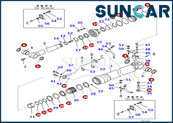 selo Kit For PC290LC-10 PC290NLC-10 do reparo do cilindro do braço de 7079959680 707-99-59680 KOMATSU