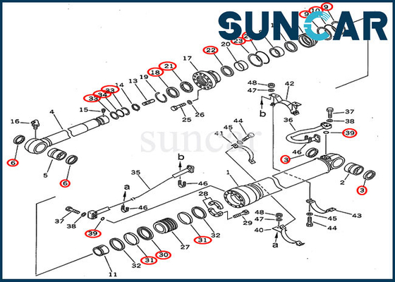 Reparo Kit For Overseas Version PC300-5 PC300LC-5 KOMATSU do cilindro do braço de Seal Kit 207-63-02120 da máquina escavadora