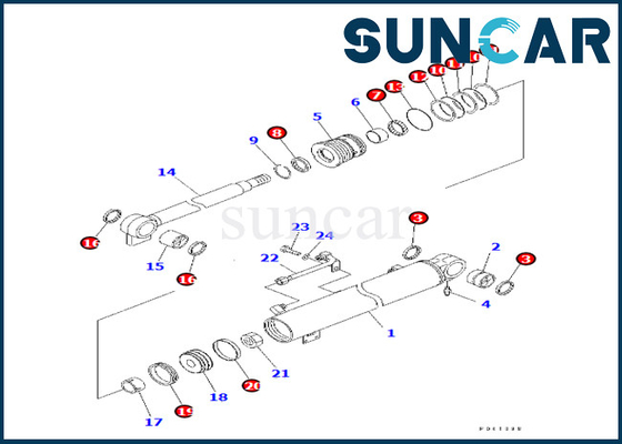 Jogo 707-98-24880 7079824880 do serviço do cilindro do crescimento de KOMATSU para o jogo da selagem do cilindro do crescimento PC30R-8