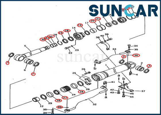 Cilindro hidráulico 2076302100 do jogo 207-63-02100 do selo do crescimento para a máquina escavadora de KOMATSU PC300-5 PC300LC-5