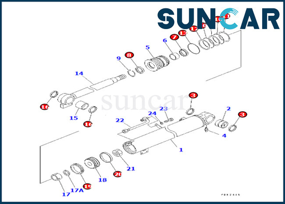 Selo Kit For PC30R-8 PC35R-8 do cilindro do crescimento 707-98-29600 de Kit Komatsu 7079829600 do selo do serviço do cilindro do crescimento
