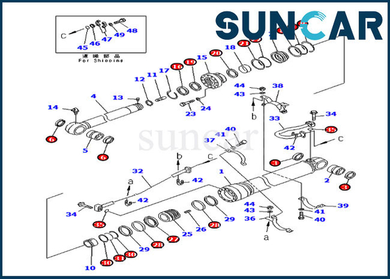 707-99-67280 máquina escavadora Service Kit de Kit Hydraulic Cylinder For PC300-6 PC300-6Z KOMATSU do selo do óleo do braço