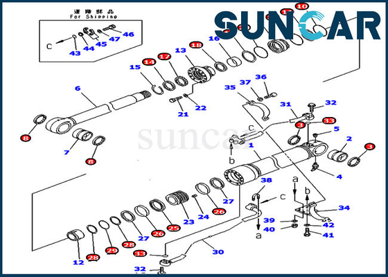 707-99-58370 reparo Kit Fits Komatsu Heavy Equipment do cilindro da  do jogo PC350LC-6 PC340NLC-6 do selo da cubeta
