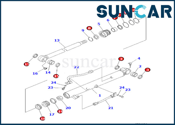 707-98-14260 7079814260 jogo da substituição do cilindro da cubeta de Kit Komatsu For PC30R-8 do serviço do cilindro da cubeta