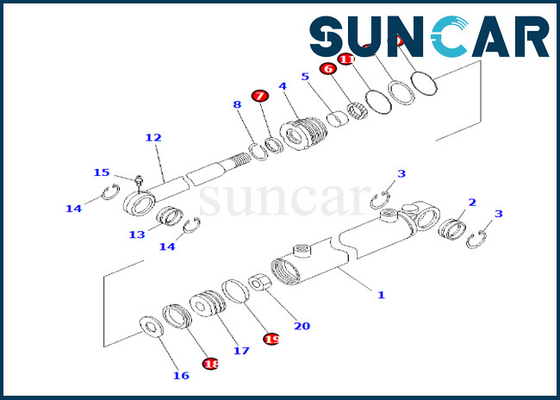 KOMATSU que inclina a selagem Kit Angle Service Kit For BR120T-1 do cilindro da inclinação do jogo 707-98-13600 do selo do cilindro da tampa