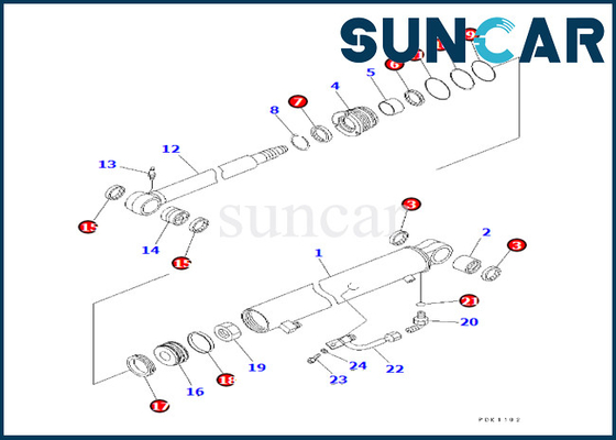 7079823810 jogos do selo do reparo do cilindro do braço de 707-98-23810 KOMATSU cabem PC35MR-1 PC35MRX-1A