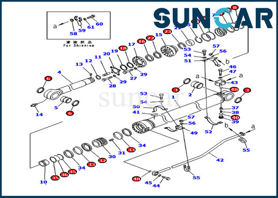 707-99-72280 selo Kit Overseas Version do braço 7079972280 jogos de reparação do cilindro de PC300-7 KOMATSU