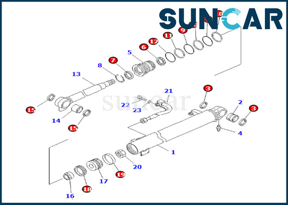 707-98-24281 cilindro de 7079824281 crescimentos que sela o jogo do serviço do cilindro do crescimento de Kit Komatsu For PC35MR-1 PC35MRX-1A